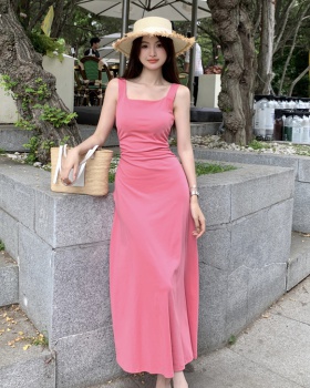 Summer drape niche long dress pinched waist sling dress