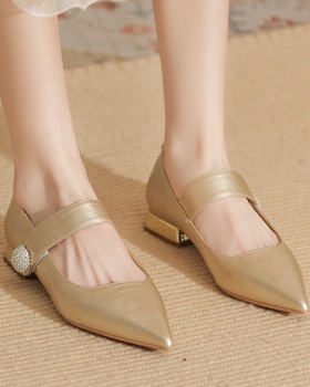 Pointed summer shoes sheepskin thick flattie