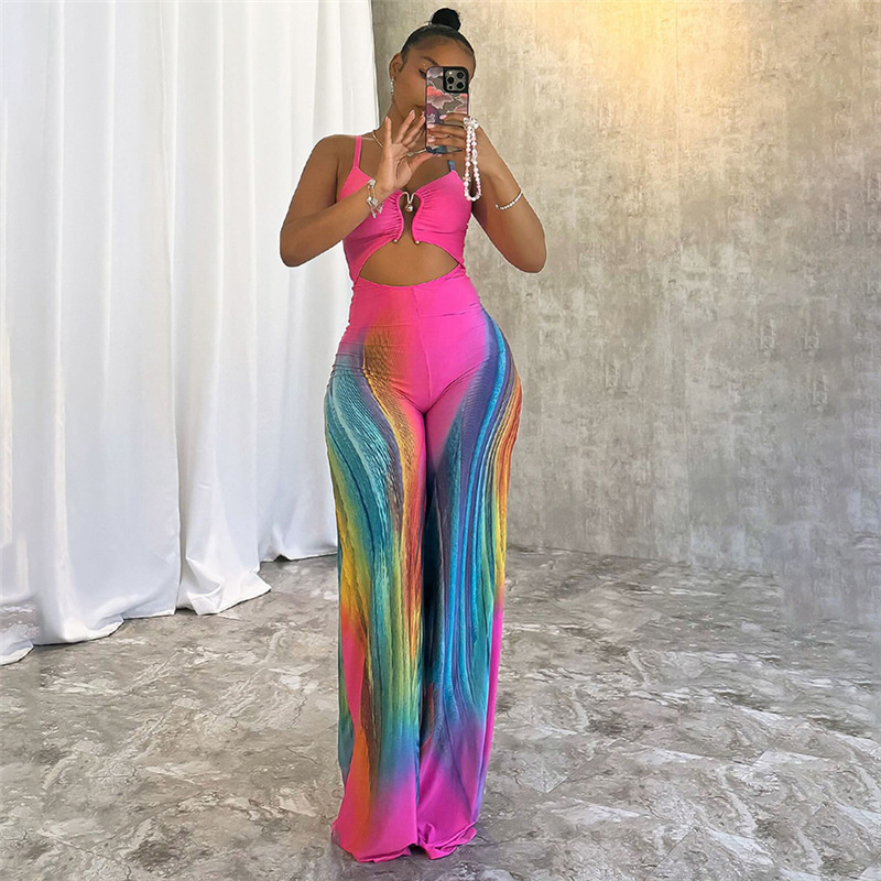 Mixed colors tight sexy halter jumpsuit for women