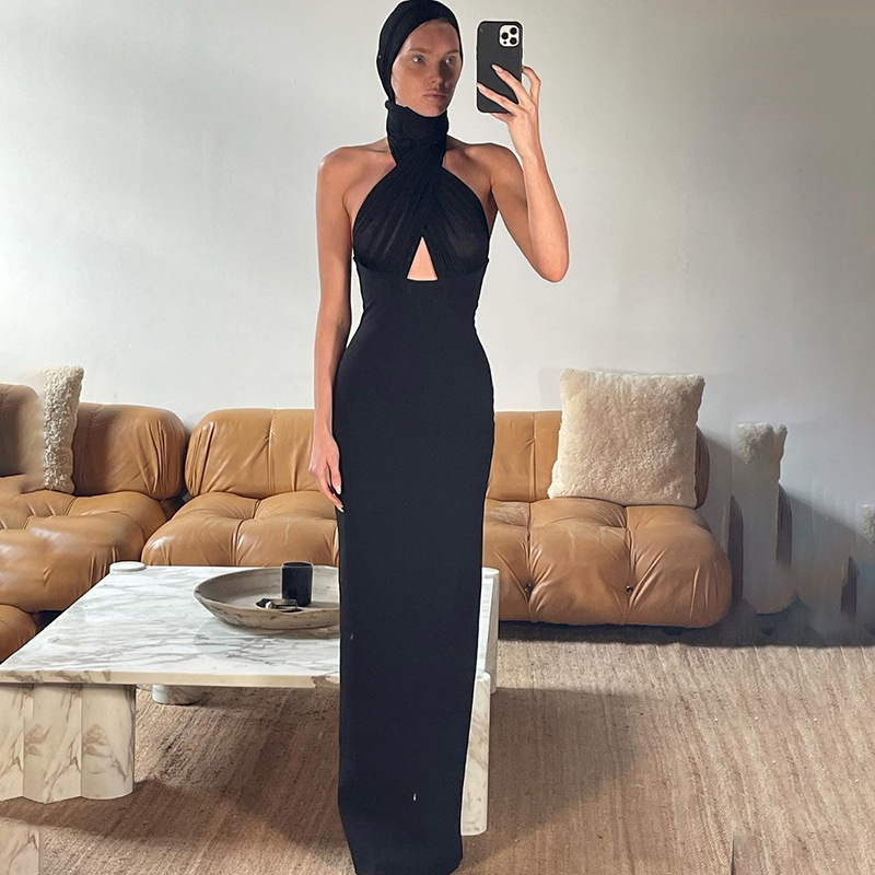 Slim bandage temperament halter dress for women