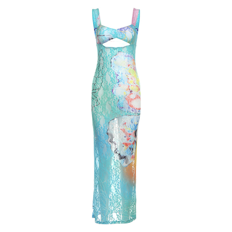 Temperament hollow sling butterfly halter sexy dress