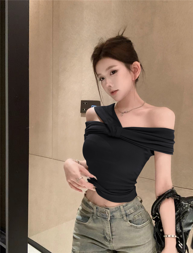 Wear Western style bow T-shirt halter slim tops