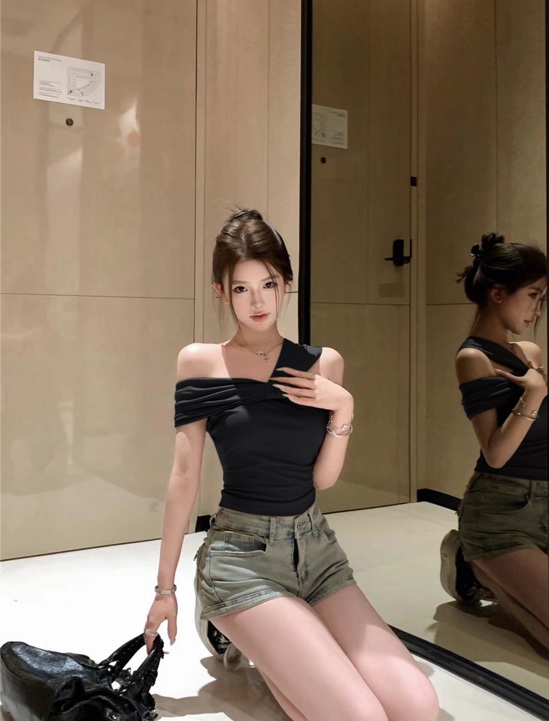 Wear Western style bow T-shirt halter slim tops