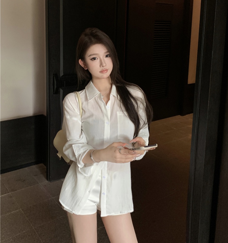 Lazy long sleeve thin loose pure all-match Casual shirt