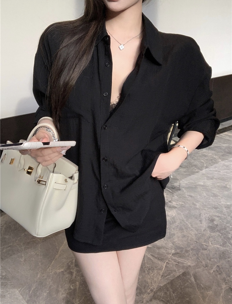 Lazy long sleeve thin loose pure all-match Casual shirt