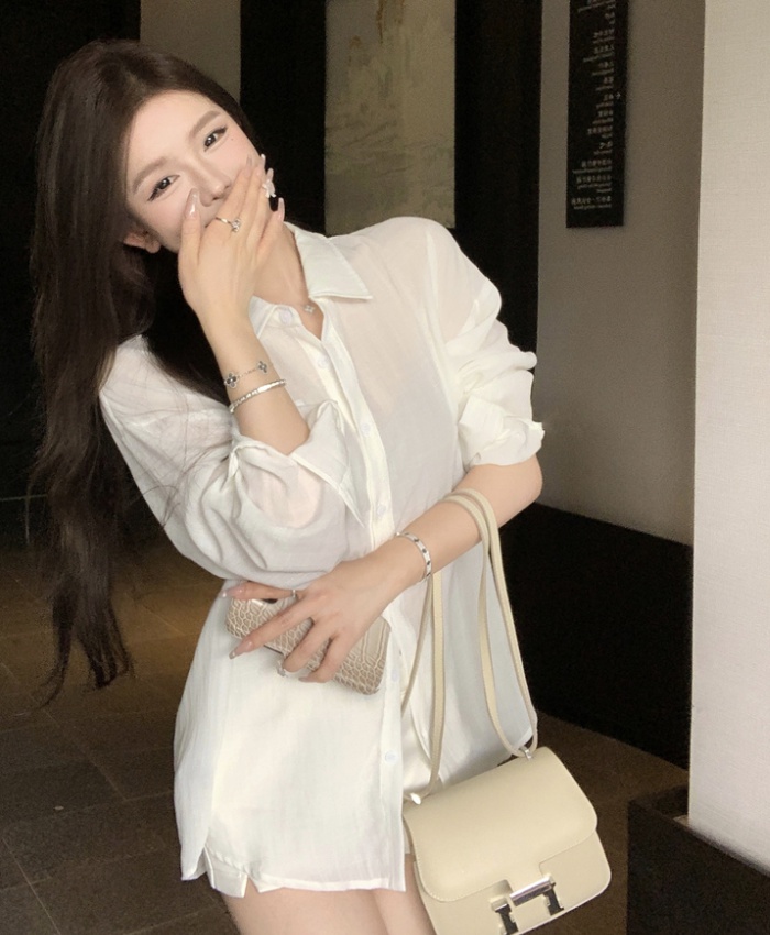 Lazy long sleeve thin loose pure all-match Casual shirt