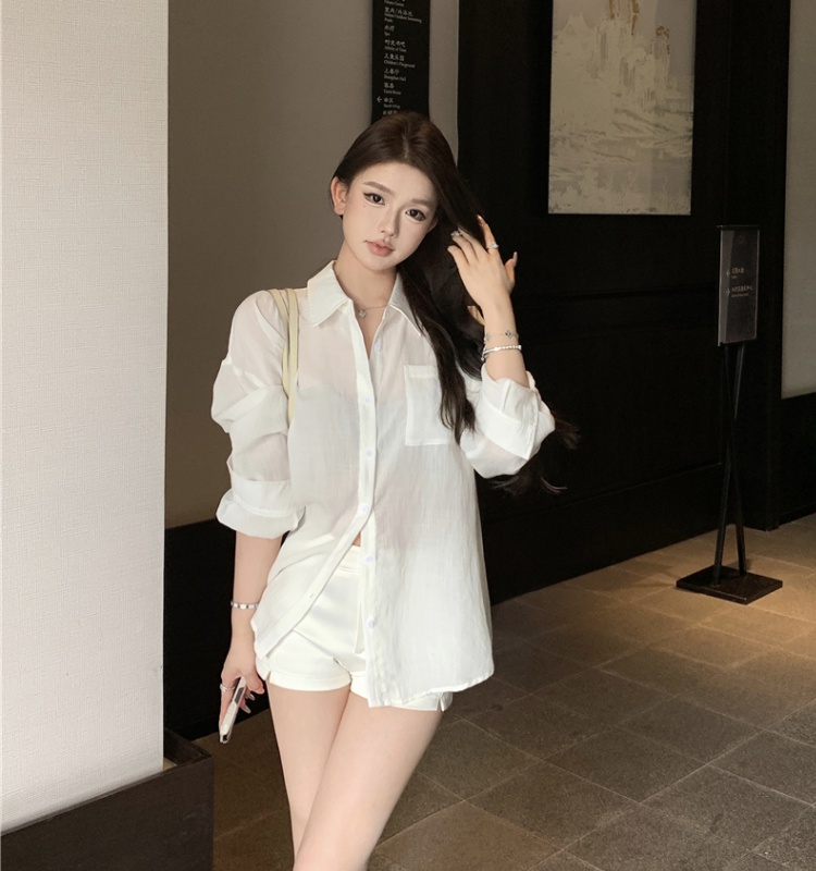 Lazy long sleeve thin loose pure all-match Casual shirt