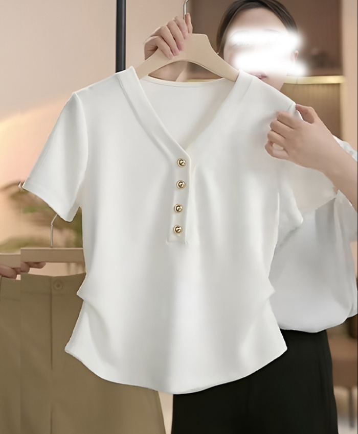 Summer slim cardigan short sleeve T-shirt for women