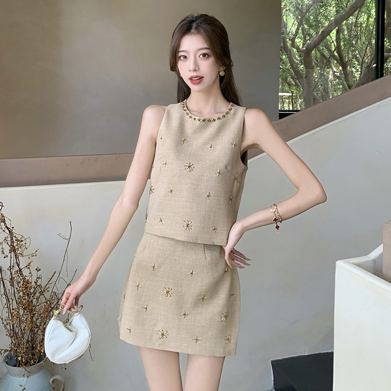 Collocation small fellow short skirt a set for women