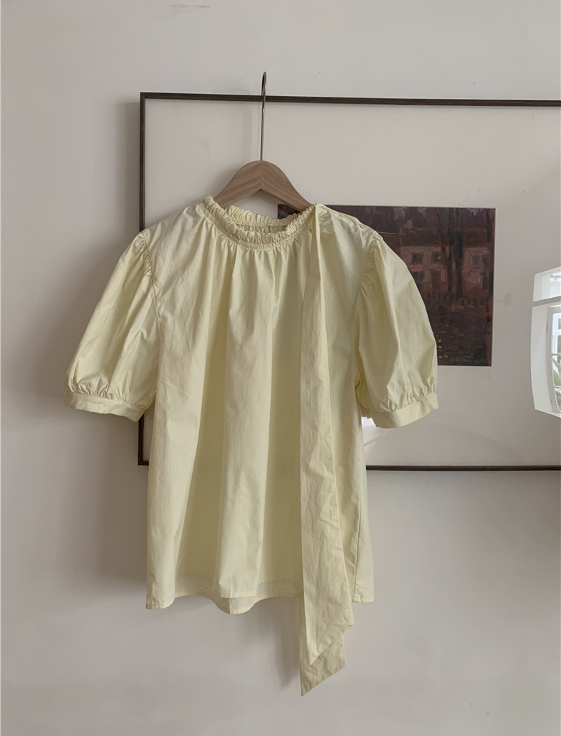 Short sleeve sweet pure puff sleeve Korean style frenum shirt