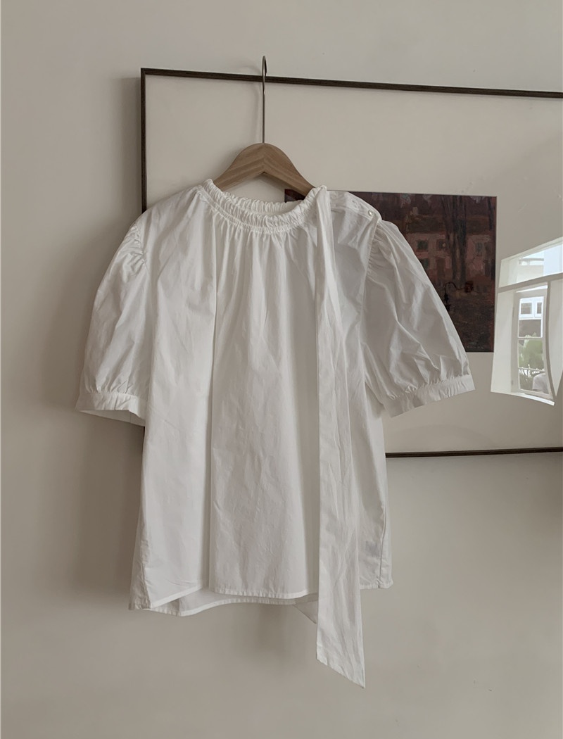 Short sleeve sweet pure puff sleeve Korean style frenum shirt