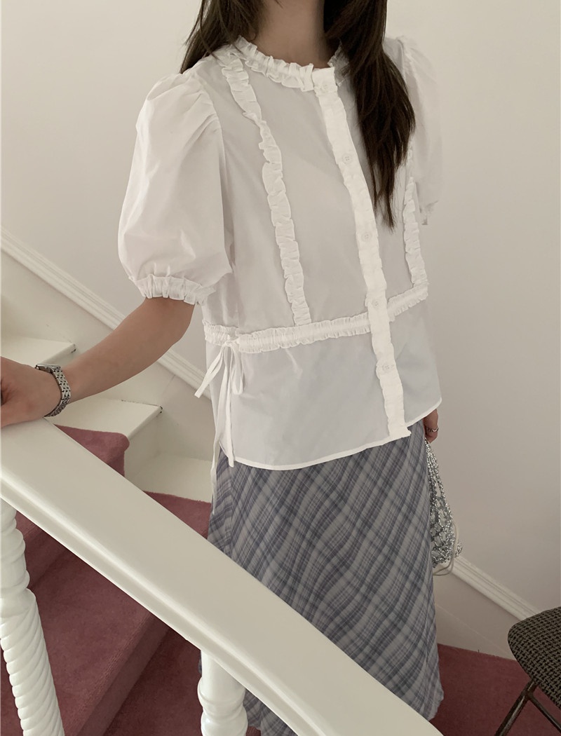 Sweet short sleeve skirt Korean style shirt a set