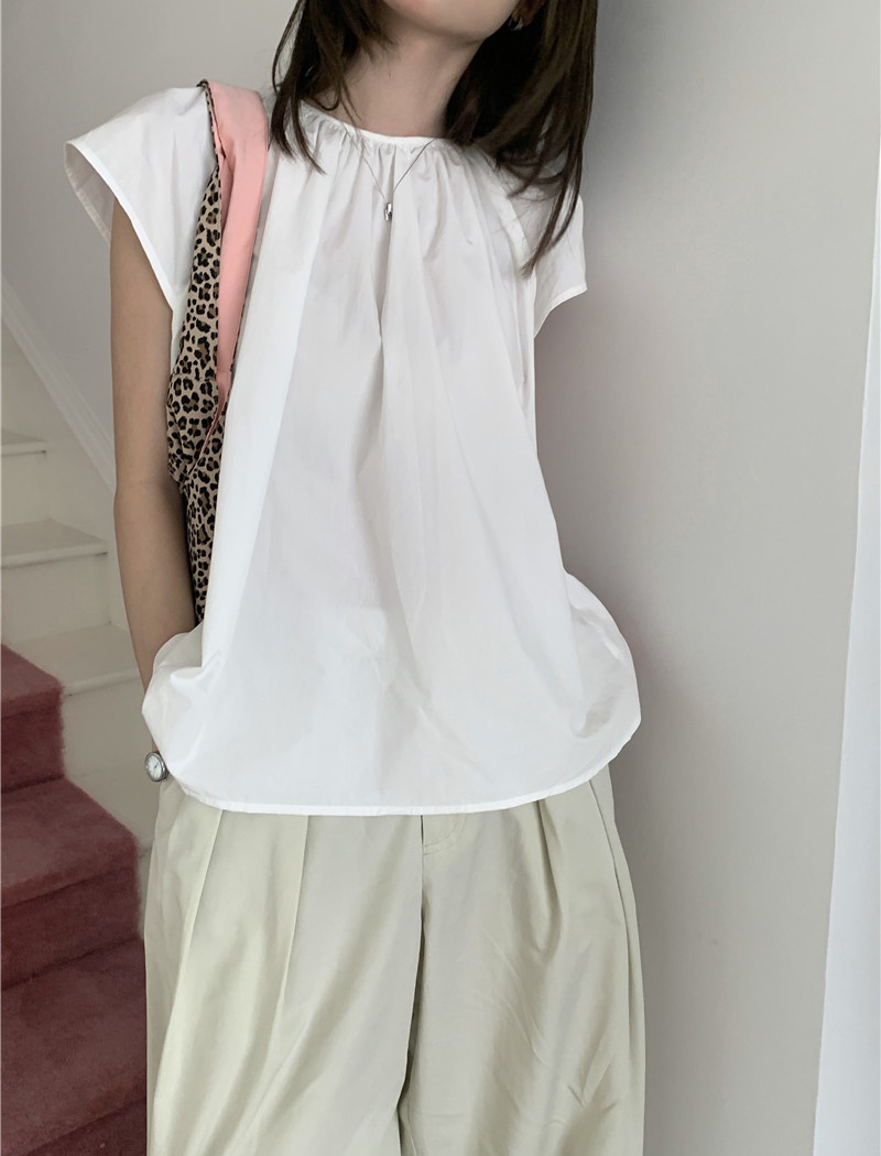 Simple loose shirt pure Korean style tops for women