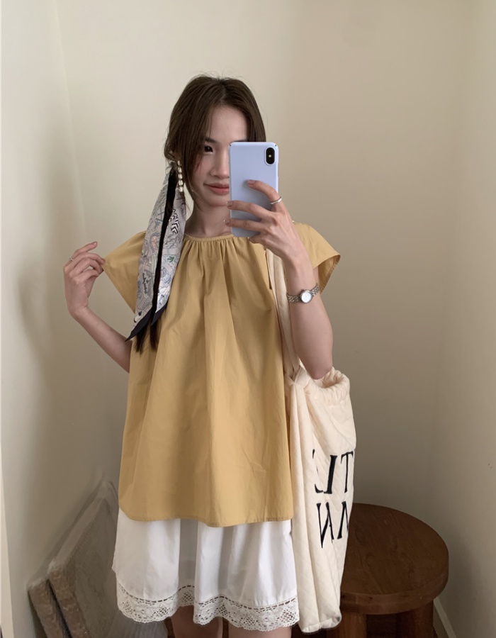 Simple loose shirt pure Korean style tops for women