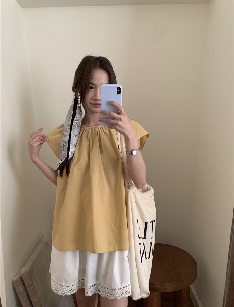 Simple loose shirt pure Korean style tops for women