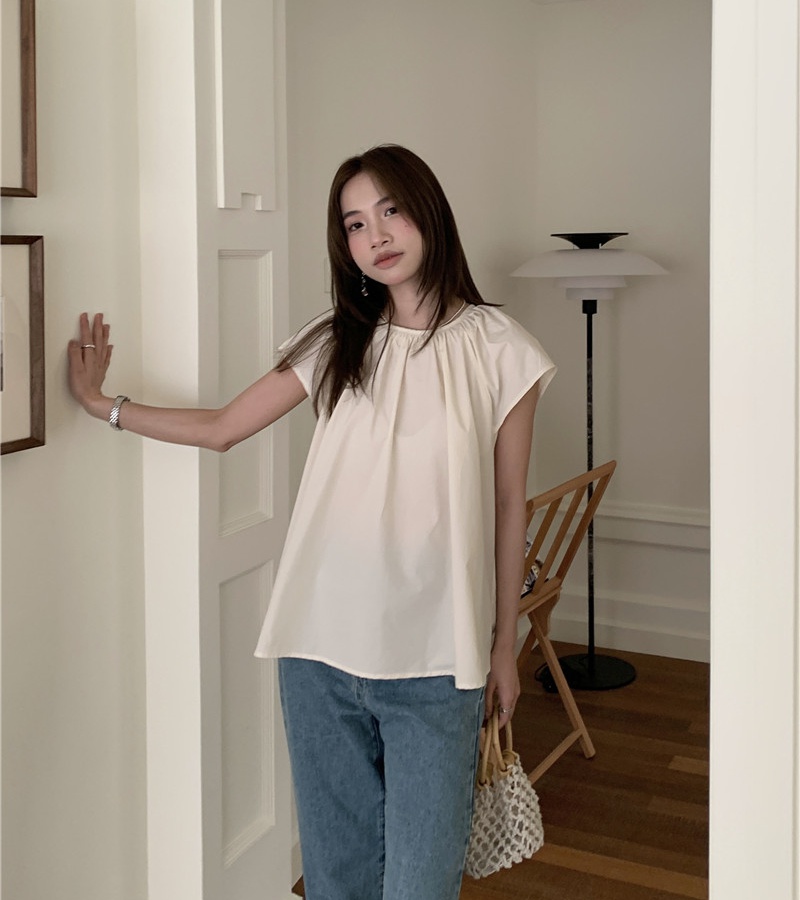 Simple loose shirt pure Korean style tops for women