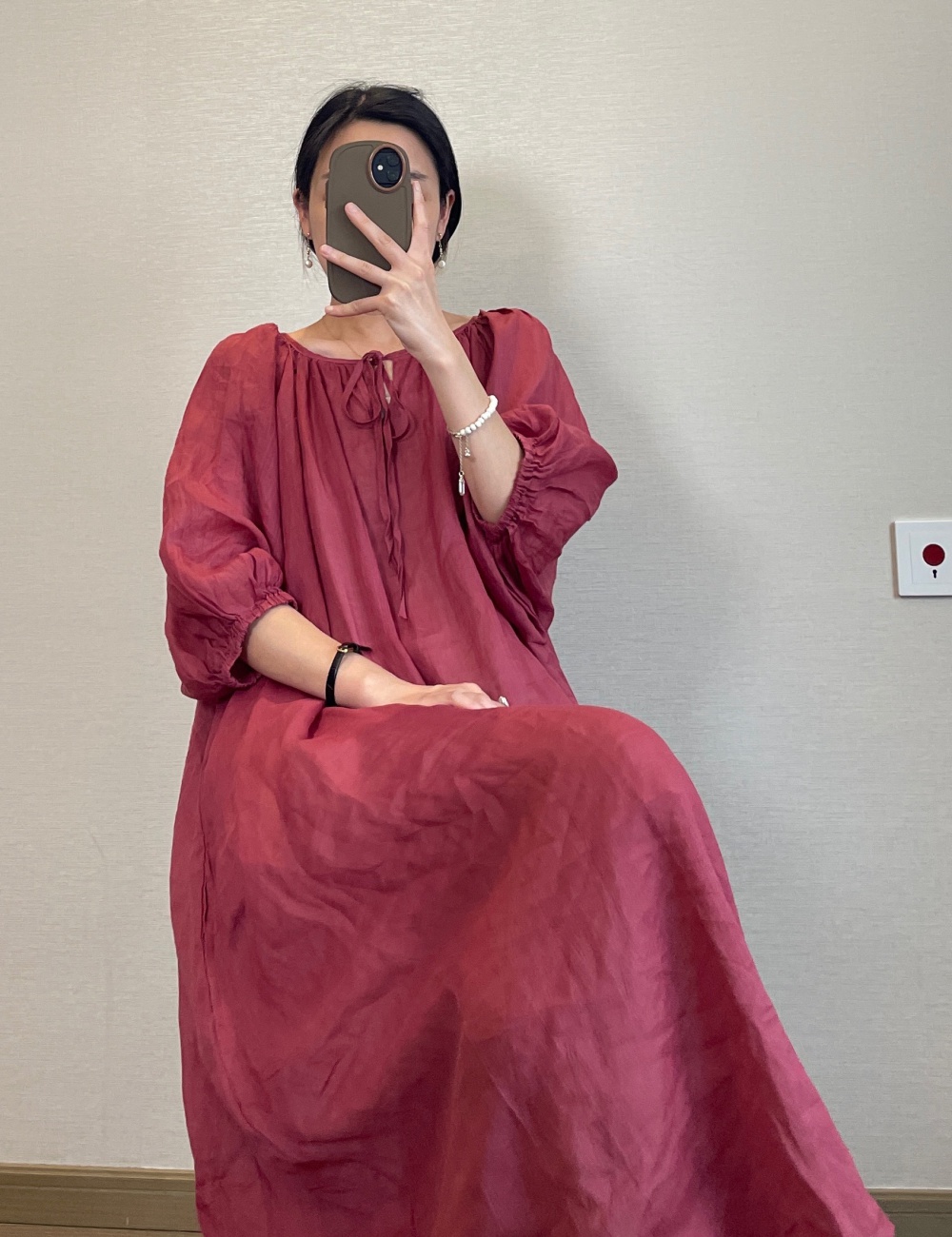 Large hem elegant pure loose dress art summer long long dress