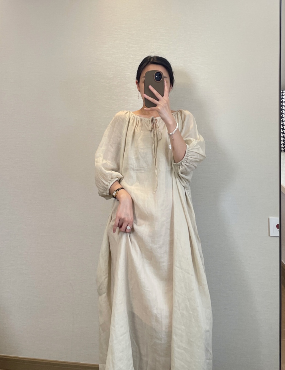 Large hem elegant pure loose dress art summer long long dress