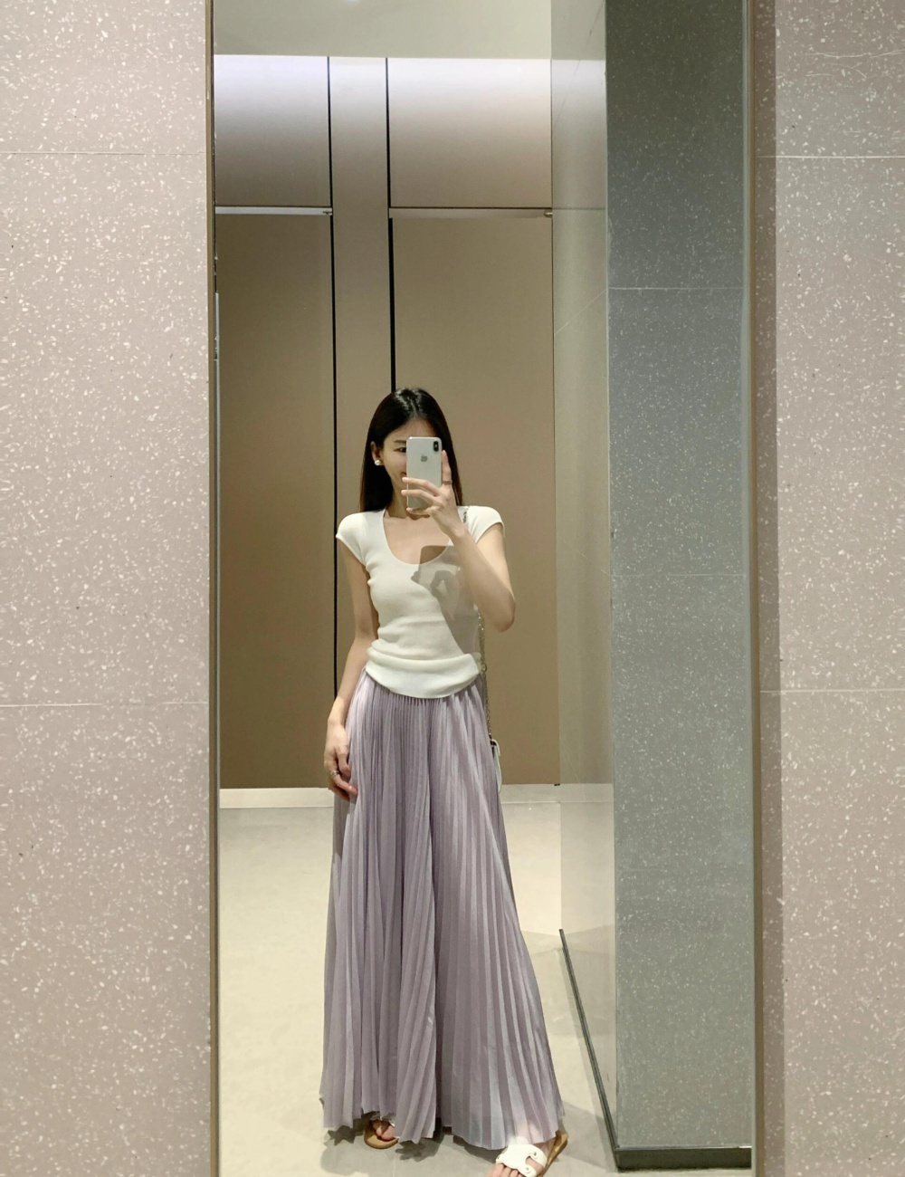 Short sleeve slim knitted tops purple all-match skirt