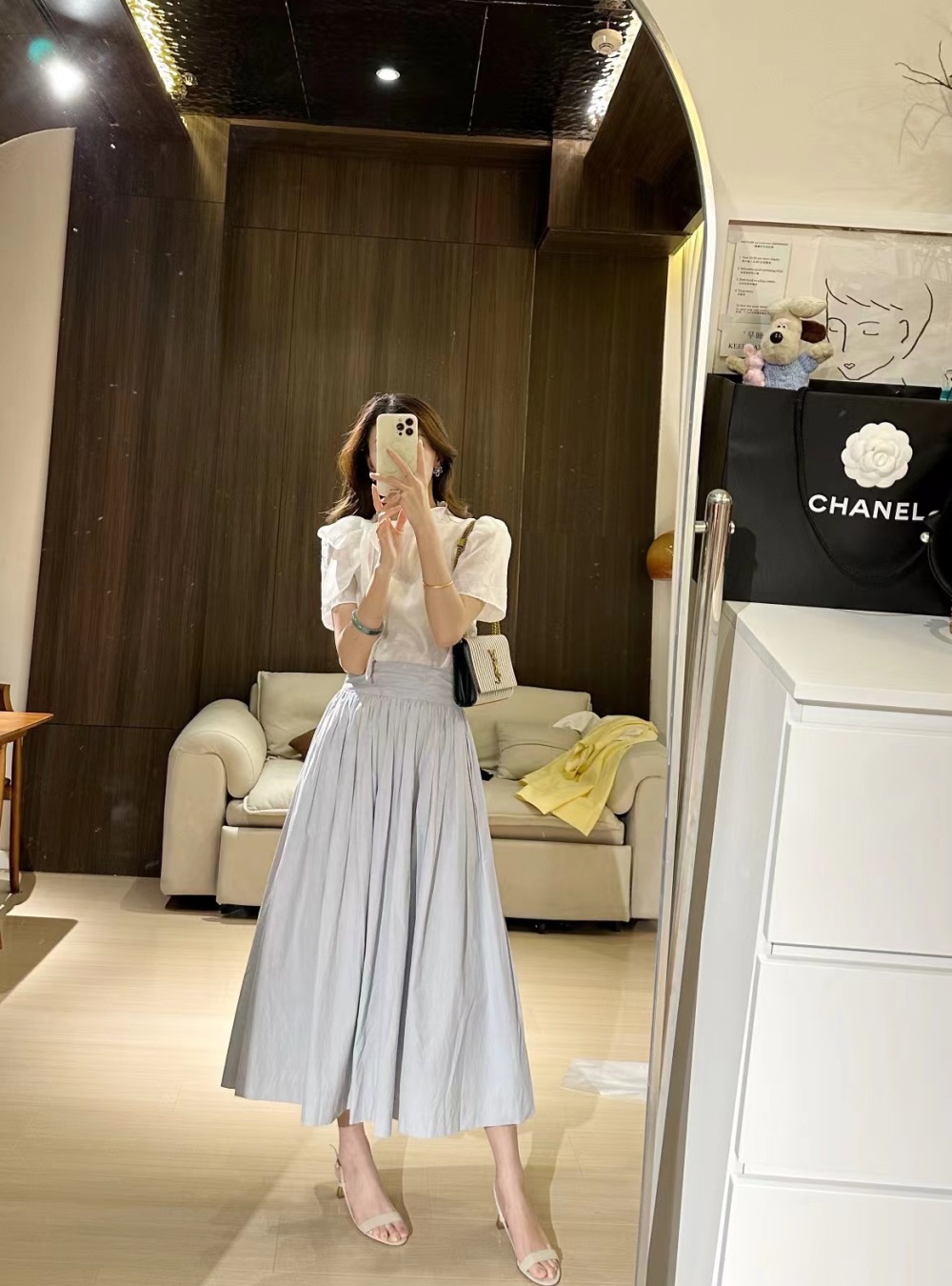 Elegant beautiful skirt big skirt loose shirt 2pcs set