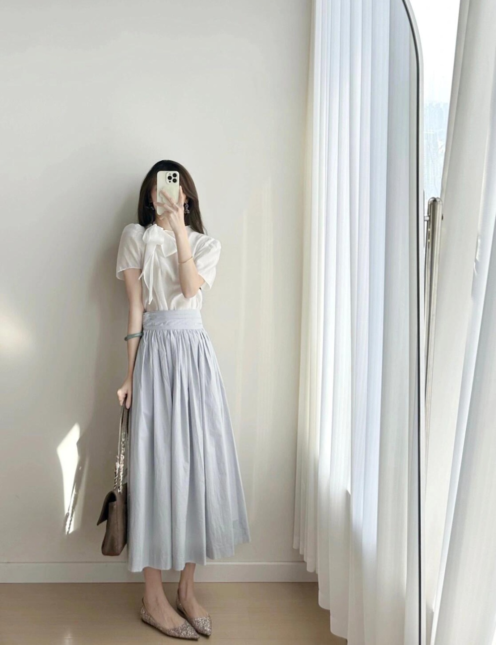 Elegant beautiful skirt big skirt loose shirt 2pcs set