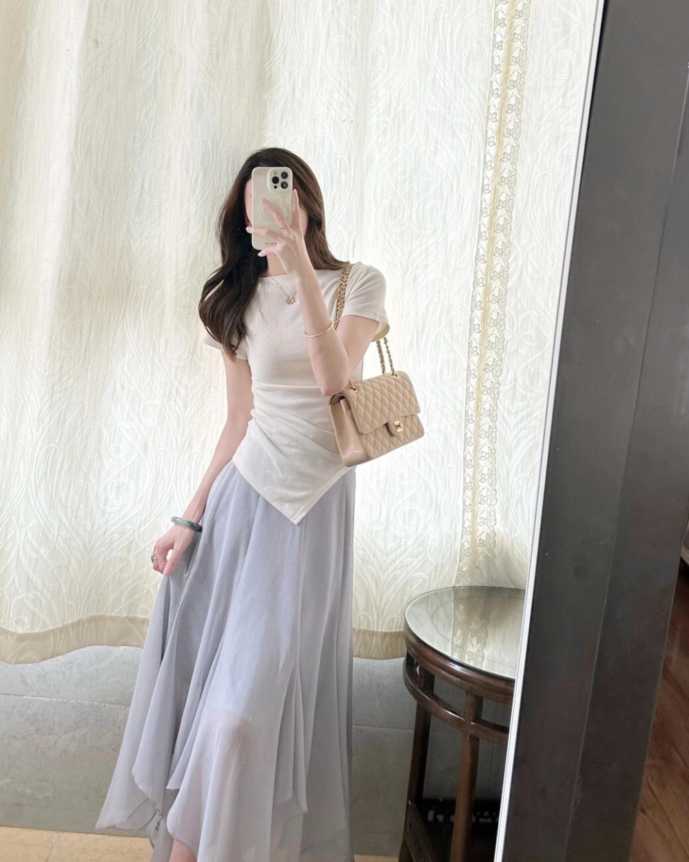 Summer tender skirt strapless T-shirt 2pcs set