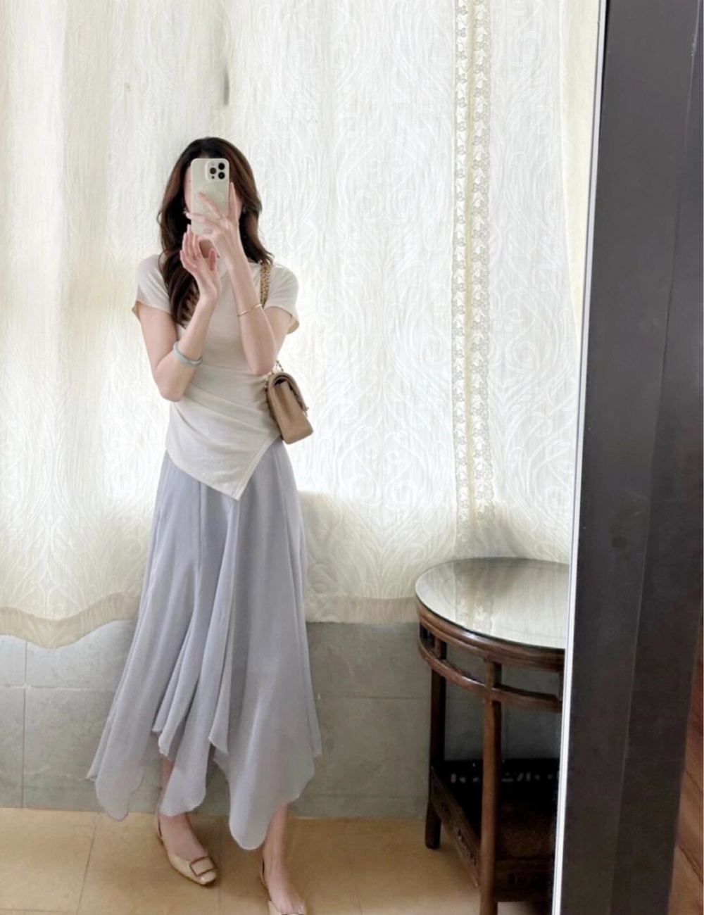 Summer tender skirt strapless T-shirt 2pcs set