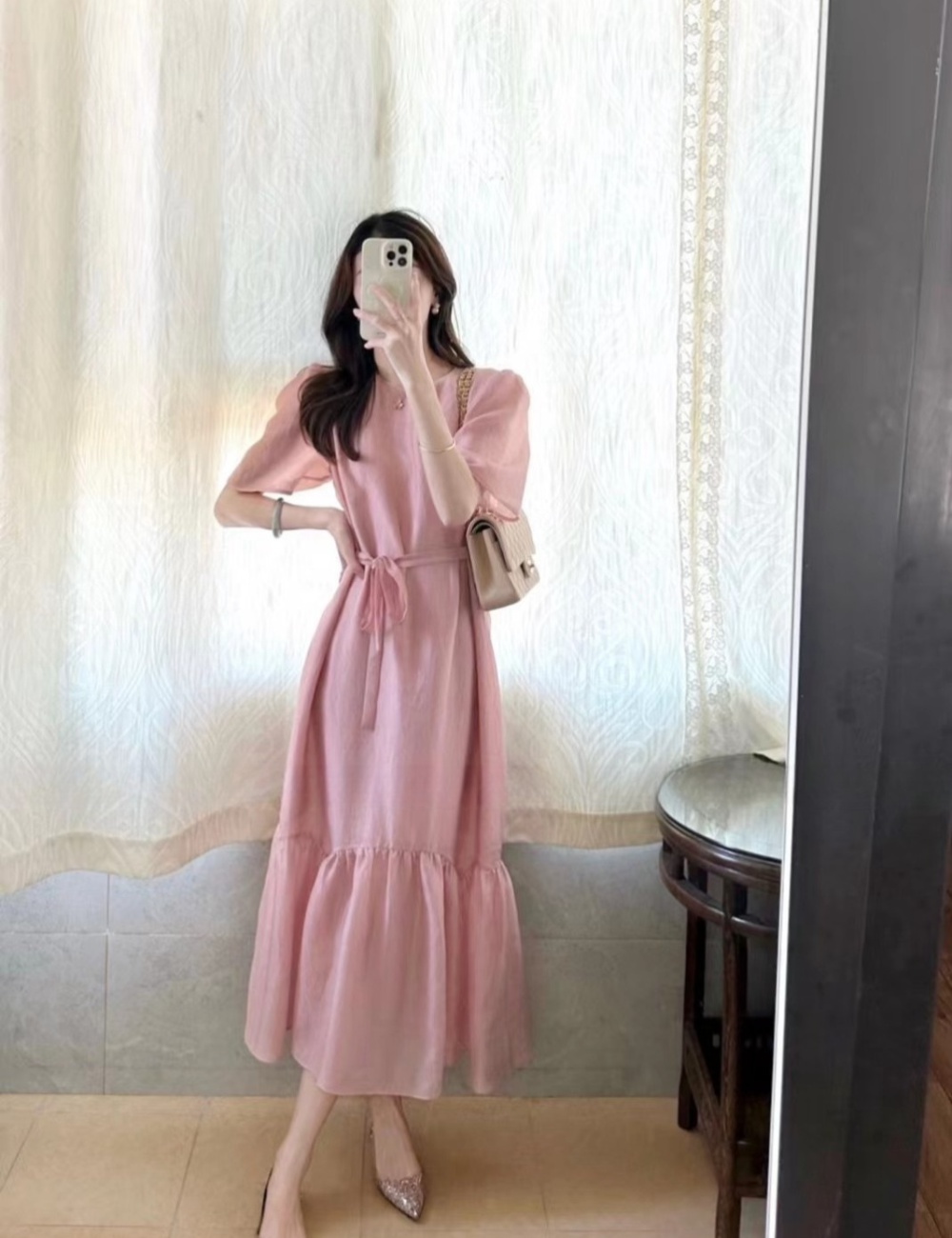 Summer refinement dress tender pink long dress