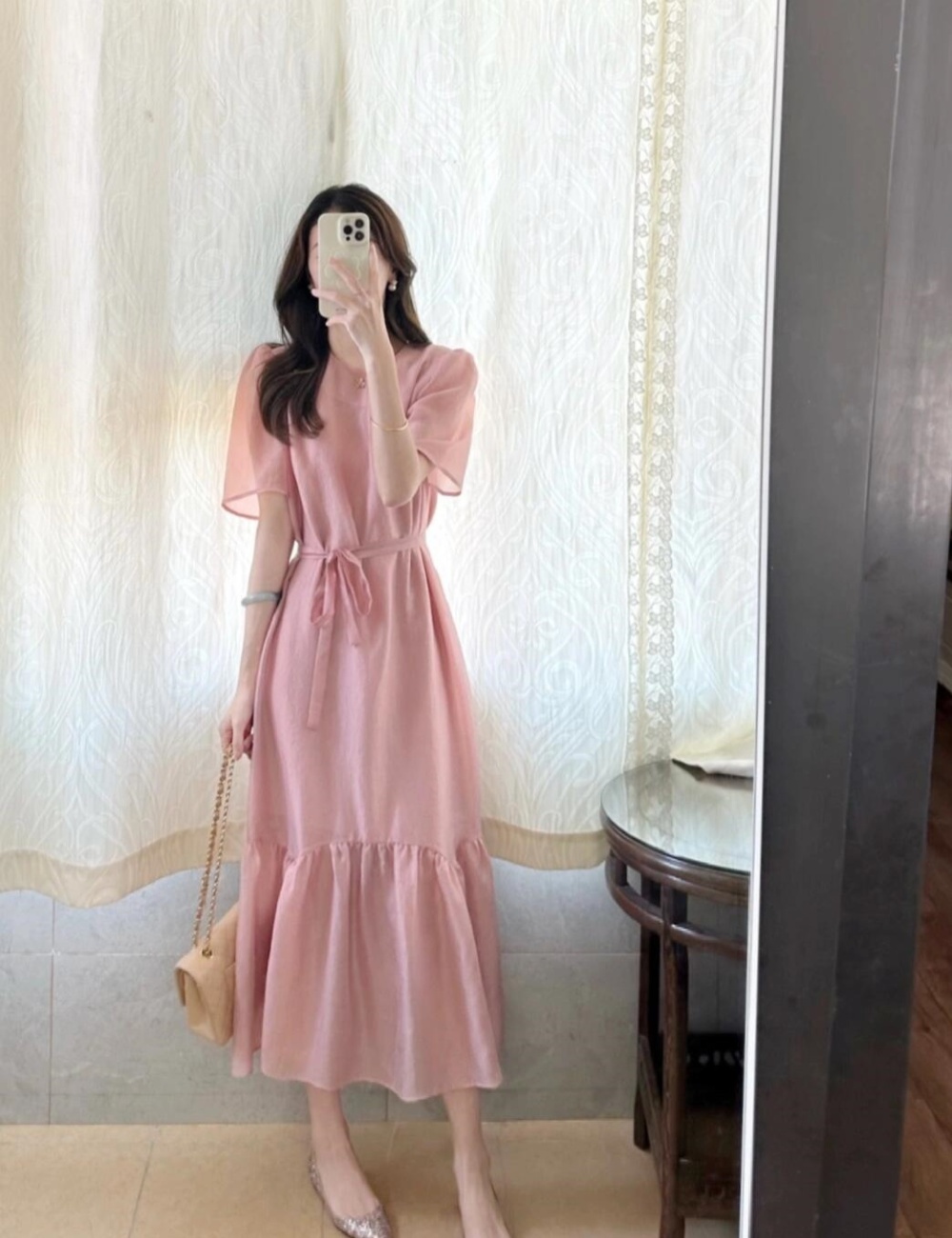 Summer refinement dress tender pink long dress