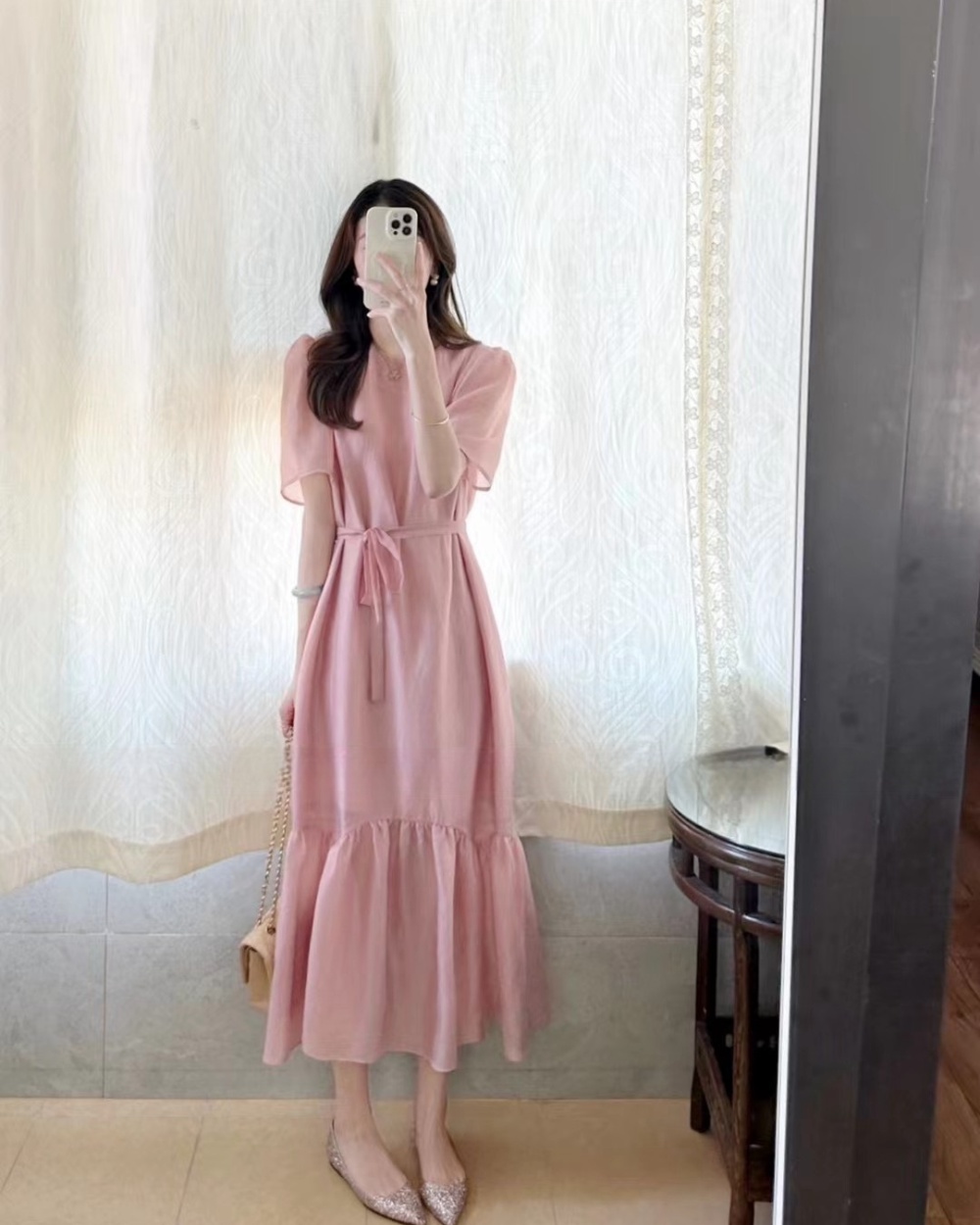 Summer refinement dress tender pink long dress