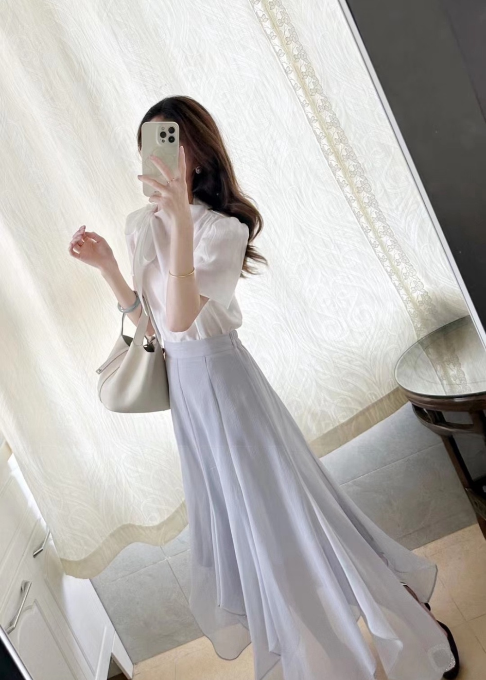 Irregular hem shirt France style skirt 2pcs set