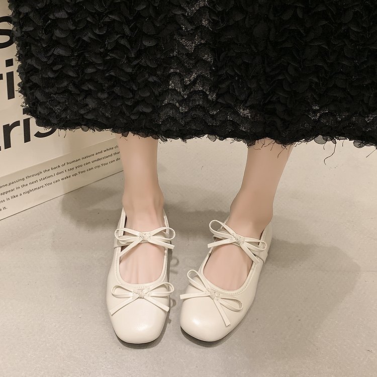 Square head shoes France style peas shoes for women