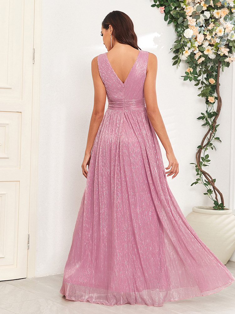 Party V-neck evening dress back zipper prom long dress