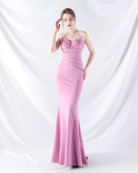Wrapped chest strapless formal dress sexy evening dress
