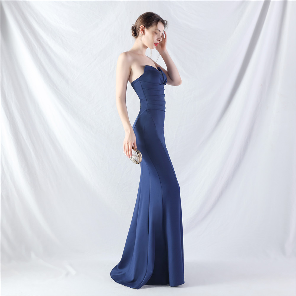 Wrapped chest strapless formal dress sexy evening dress