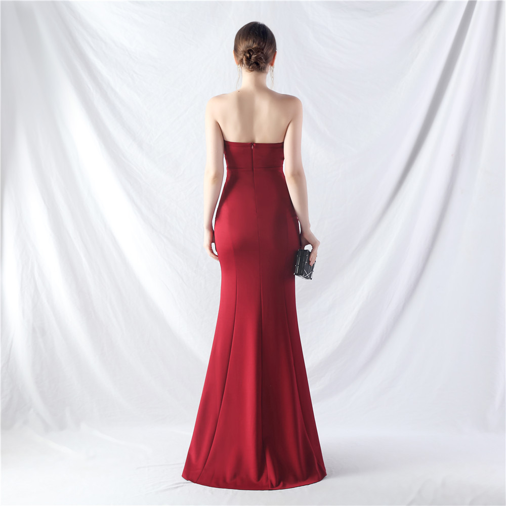 Wrapped chest strapless formal dress sexy evening dress