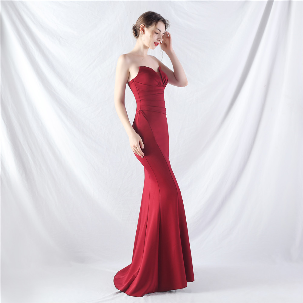 Wrapped chest strapless formal dress sexy evening dress