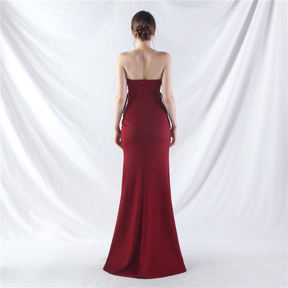 Shaped pinched waist evening dress adjust dress