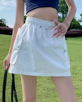 A-line summer skirt high waist drawstring work clothing