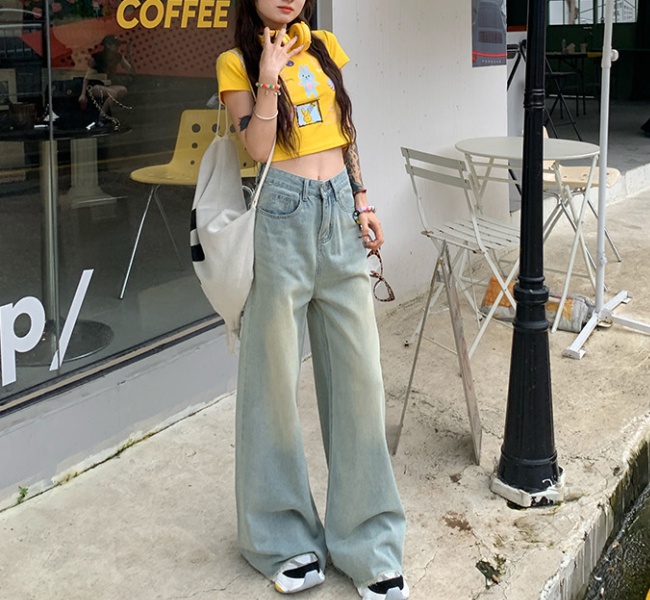 Straight loose jeans niche wide leg pants for women