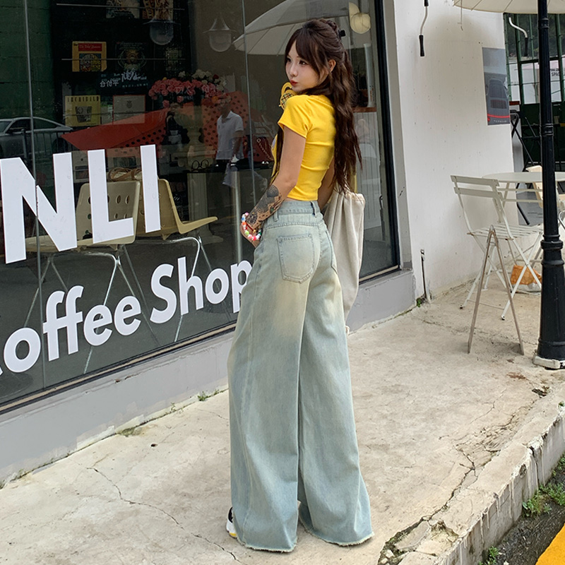 Straight loose jeans niche wide leg pants for women