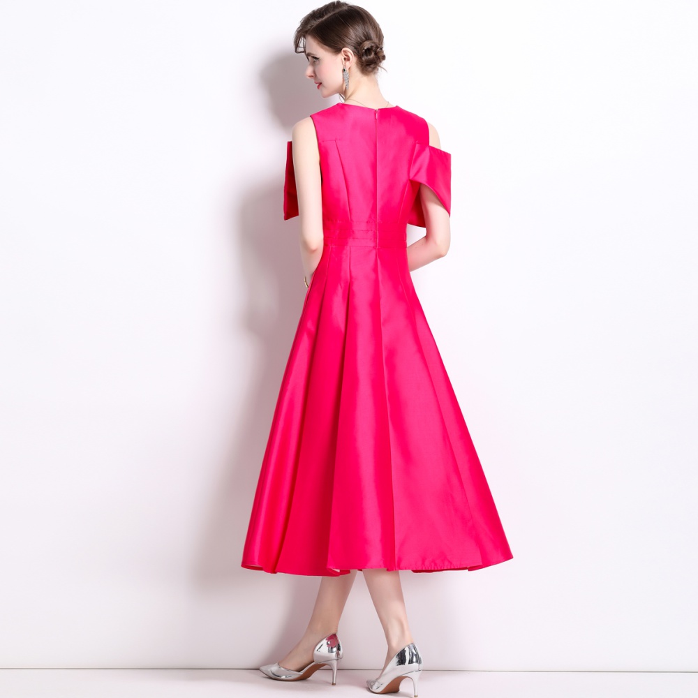 Niche summer high waist formal dress stereoscopic big bow dress