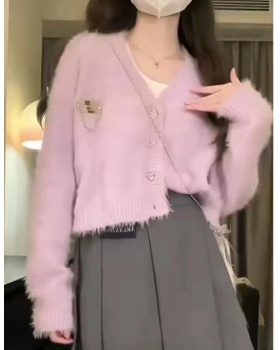 Short Casual sweater hairy cardigan for women