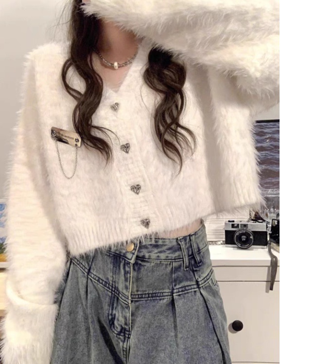 Short Casual sweater hairy cardigan for women