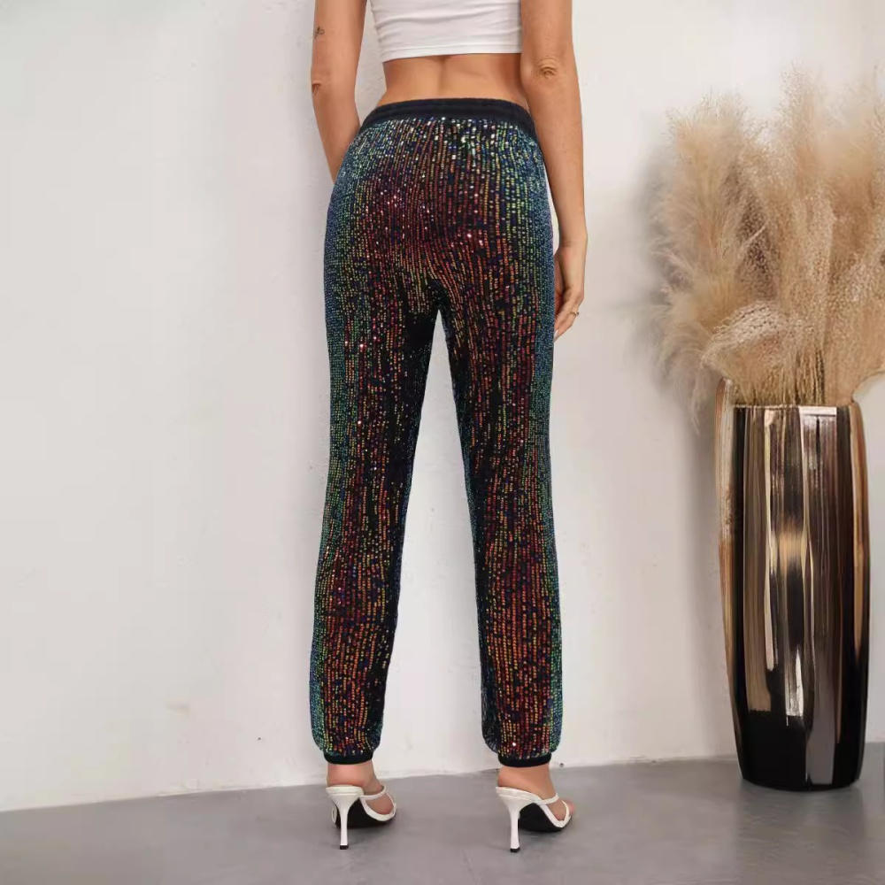 Small shiny fashion elastic long pants for women