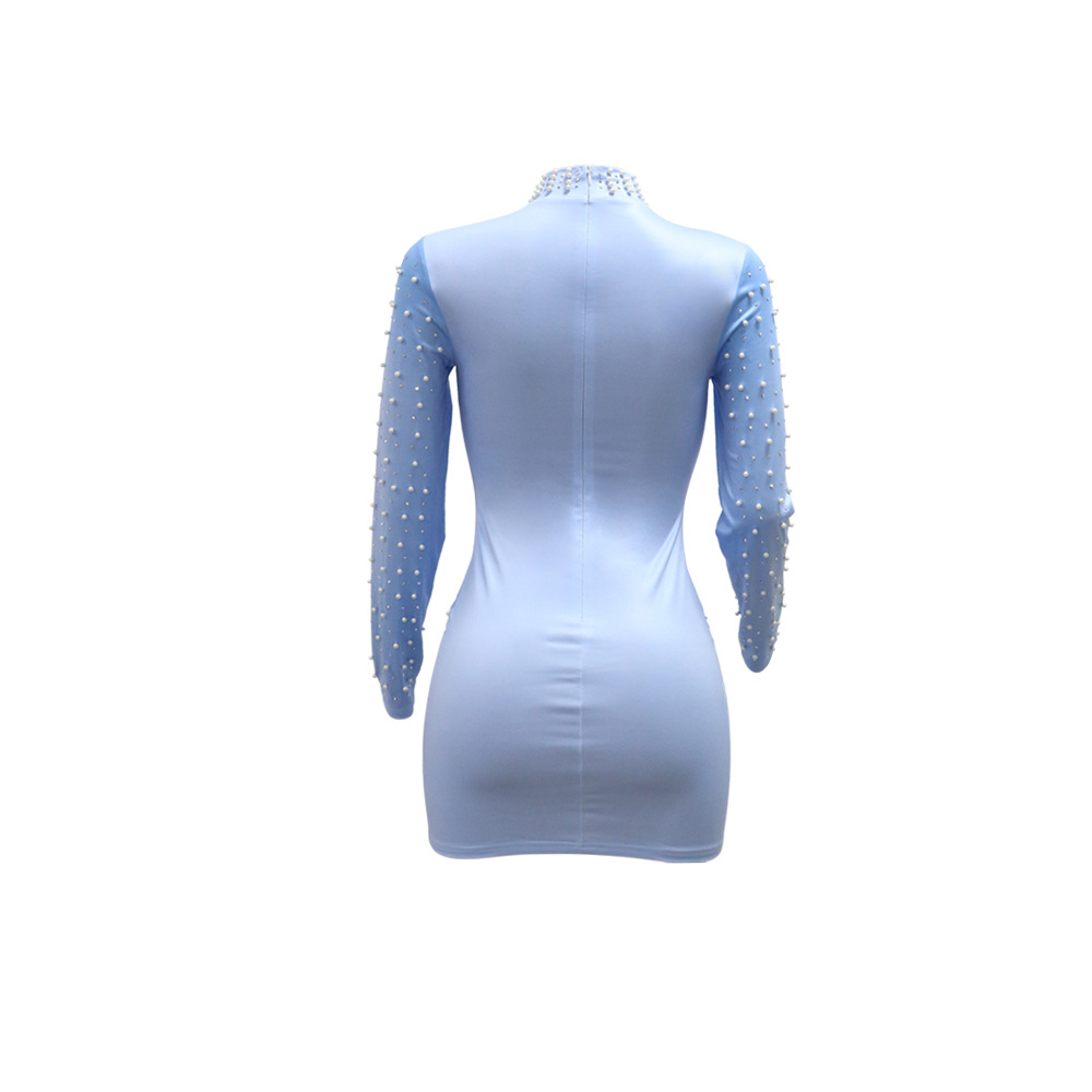 Fashion round neck long sleeve dress for women