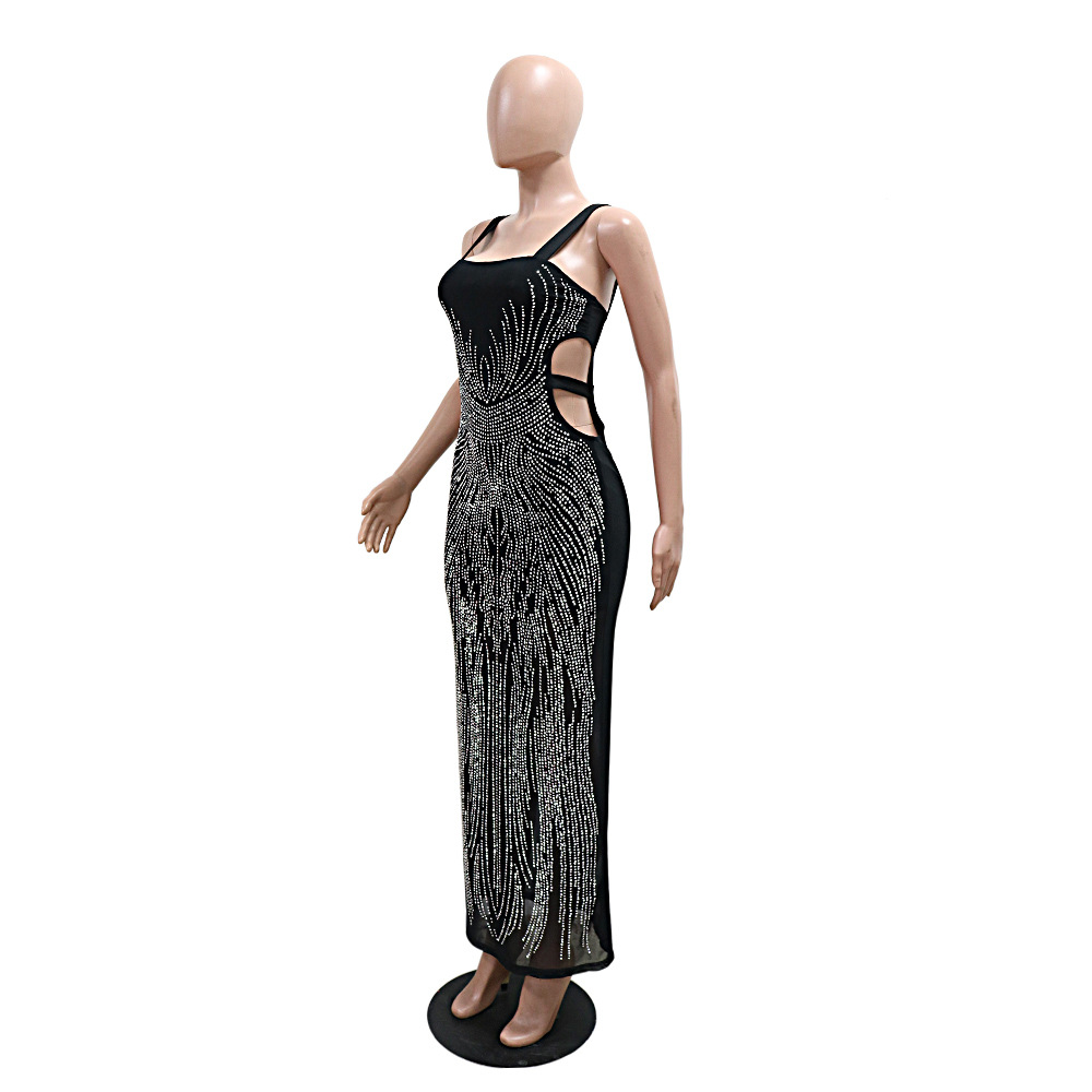 Hollow dress rhinestone evening dress for women