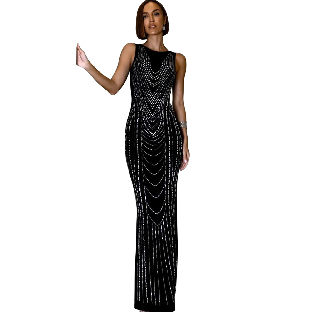 European style evening dress rhinestone long dress