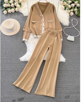 Long sleeve coat fashion cardigan 2pcs set for women