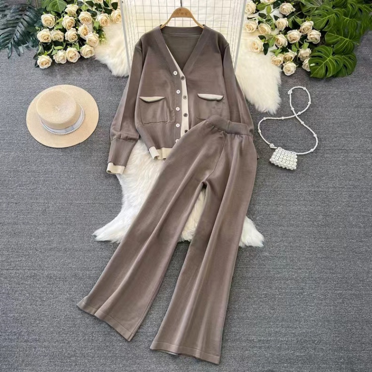 Long sleeve coat fashion cardigan 2pcs set for women